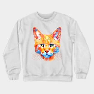 Geometric Cat No. 2: Light Background (on a no fill background) Crewneck Sweatshirt